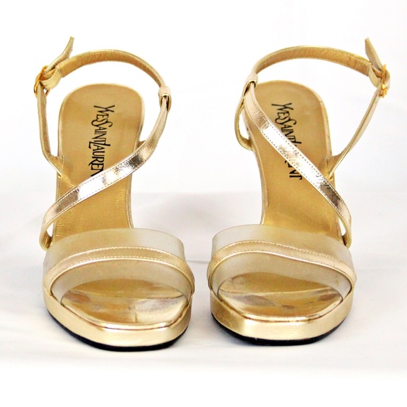 Yves Saint Laurent Strappy Gold Sandal / Evening - Picture 2 of 6